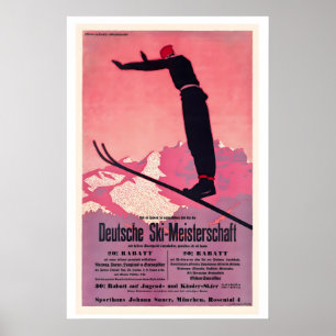 German Ski Championships Vintage Ski Poster