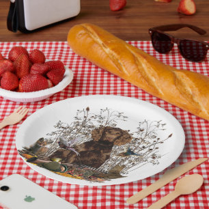 German Spaniels (  Deutscher Wachtelhund ) Paper Plate
