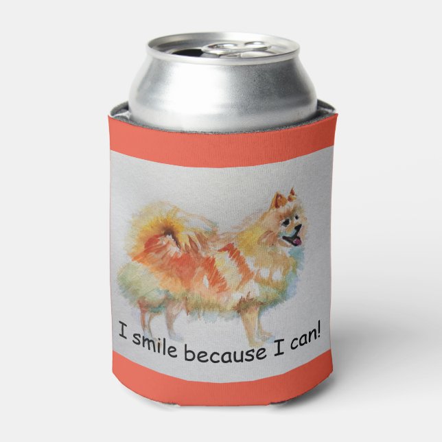 German Spitz Dog 'I Smile Because I Can' Card Can Cooler (Can Front)