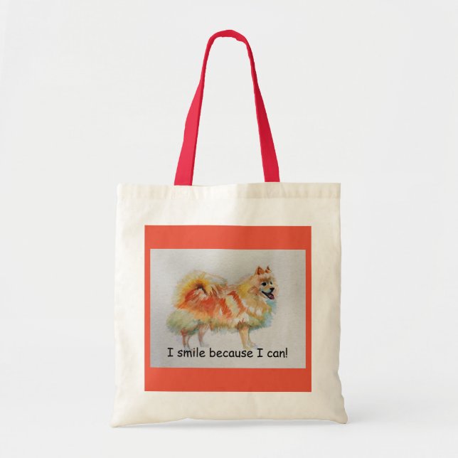 German Spitz Dog 'I Smile Because I Can' Card Tote Bag (Front)