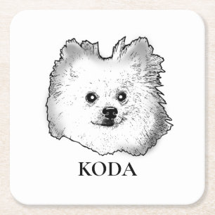 German Spitz Dog personalized Hand Drawing Square Paper Coaster