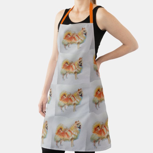 German Spitz Pomeranian Watercolor Pet Dog Apron (Insitu)