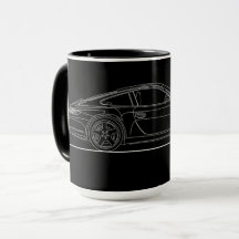 German Sports Car 997 Line Drawing