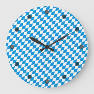 German State Of Bavaria - Flag Colors Pattern Large Clock