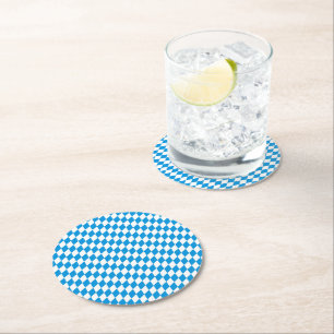 German State Of Bavaria - Flag Colors Pattern Round Paper Coaster