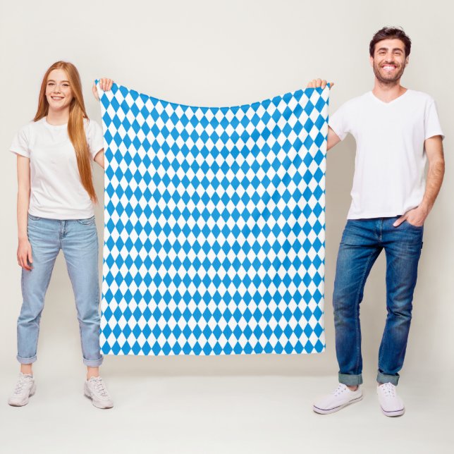 German State Of Bavaria - Flag Colours Pattern Fleece Blanket (In Situ)