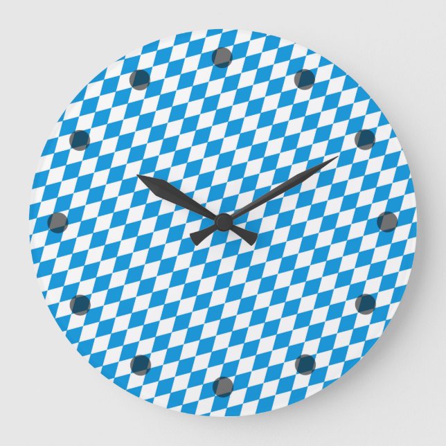 German State Of Bavaria - Flag Colours Pattern Large Clock (Front)