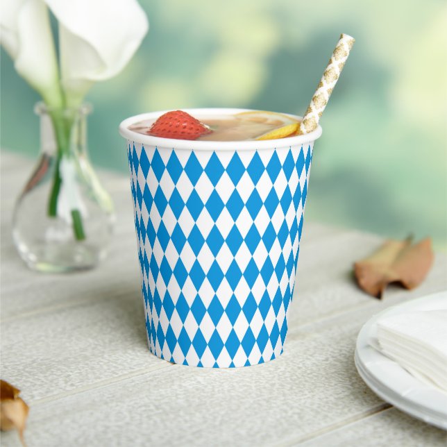 German State Of Bavaria - Flag Colours Pattern Paper Cups (Insitu)
