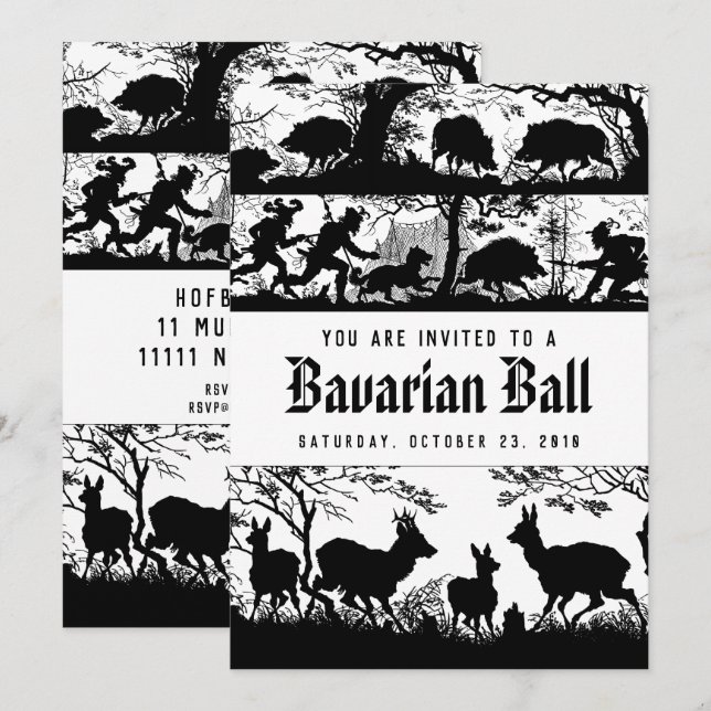 German Style Bavarian Hunters Ball Invitation (Front/Back)
