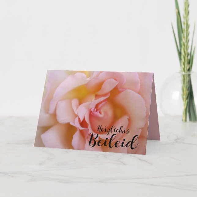 German Sympathy Pink rose Card (Front)