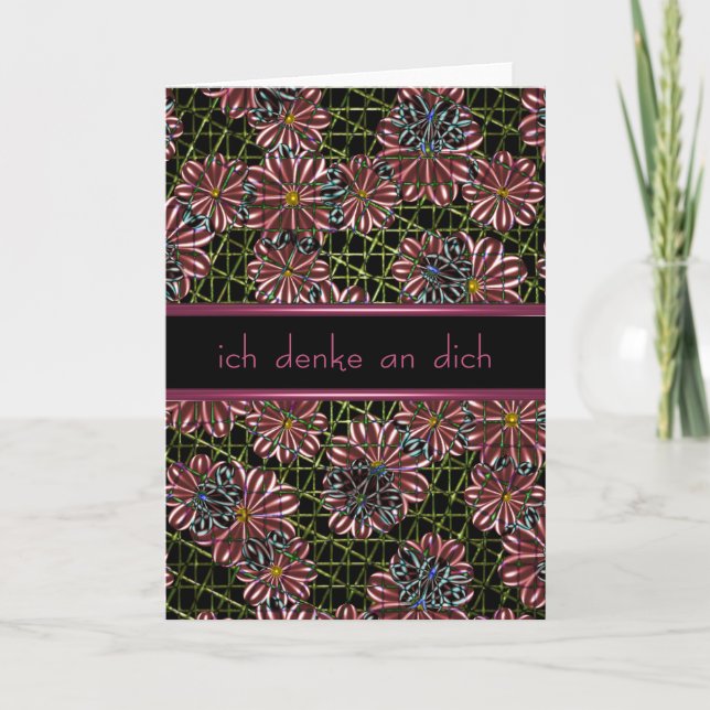 German Thinking of You Flower Card w/ Blank Inside (Front)