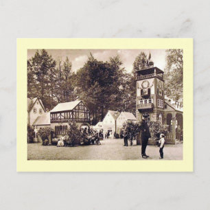 German Town Scene, Policeman and Boy Vintage Postcard