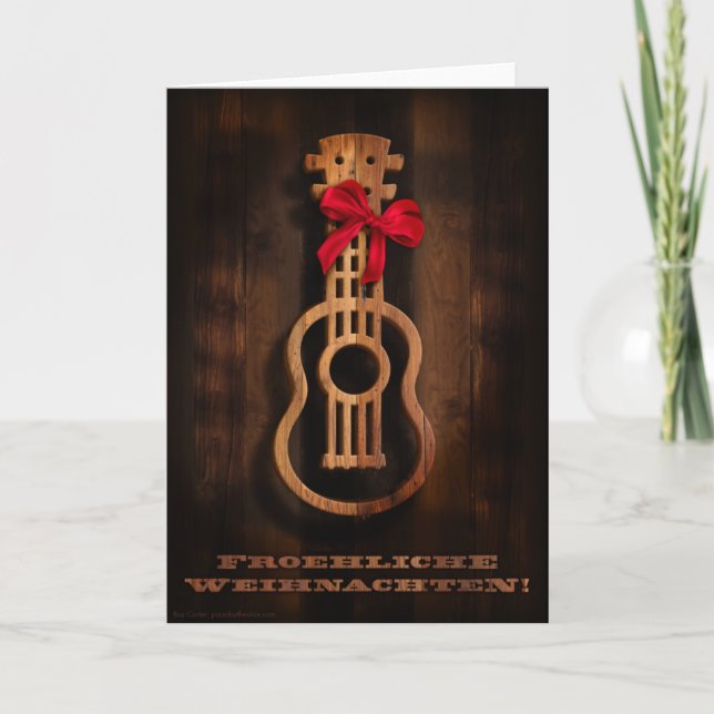 German Ukulele "Merry Christmas Card" Holiday Card (Front)