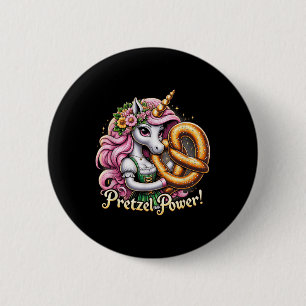 German Unicorn Drindl Pretzel Power Funny Kids  2 Inch Round Button