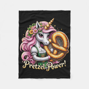 German Unicorn Drindl Pretzel Power Funny Kids  Fleece Blanket