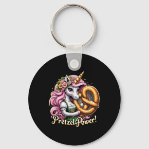 German Unicorn Drindl Pretzel Power Funny Kids Keychain