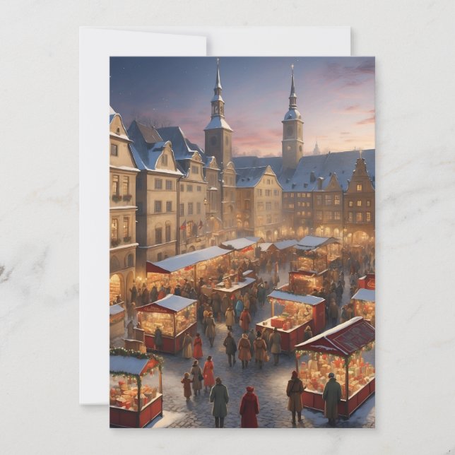 German Vintage Christmas Market Holiday Card (Front)