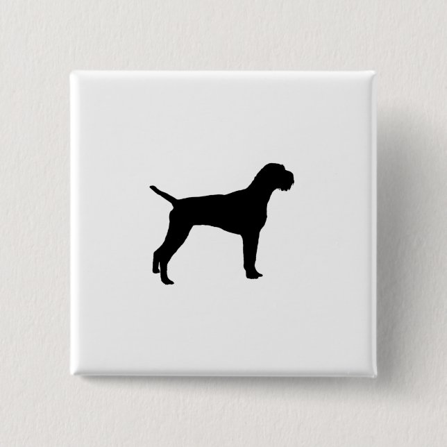 German Wire-Haired Pointer Silhouette Love Dogs 2 Inch Square Button (Front)