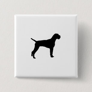 German Wire-Haired Pointer Silhouette Love Dogs 2 Inch Square Button