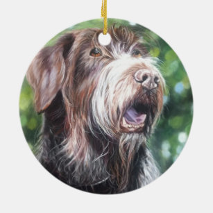 German wirehair pointer hunting dog ceramic ornament