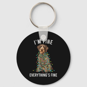 German Wirehaired Inter I'm Fine Everything Is Fin Keychain