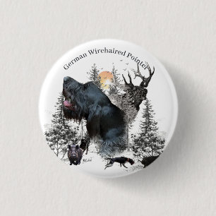 German Wirehaired Pointer 1 Inch Round Button
