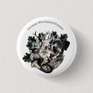 German Wirehaired Pointer 1 Inch Round Button
