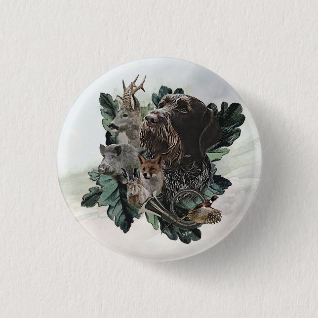 German Wirehaired Pointer 1 Inch Round Button (Front)