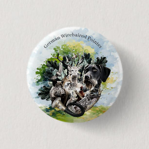 German Wirehaired Pointer 1 Inch Round Button