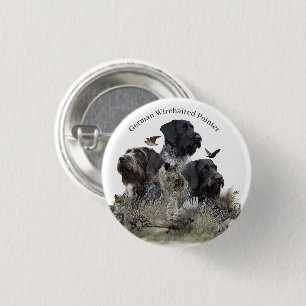 German Wirehaired Pointer 1 Inch Round Button
