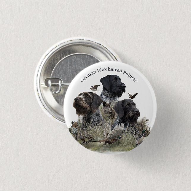 German Wirehaired Pointer 1 Inch Round Button (Front & Back)