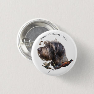 German Wirehaired Pointer 1 Inch Round Button