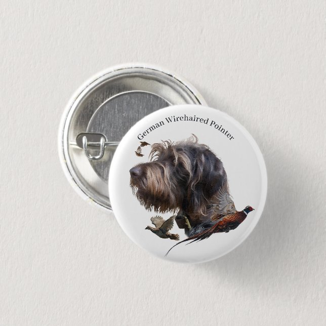German Wirehaired Pointer 1 Inch Round Button (Front & Back)
