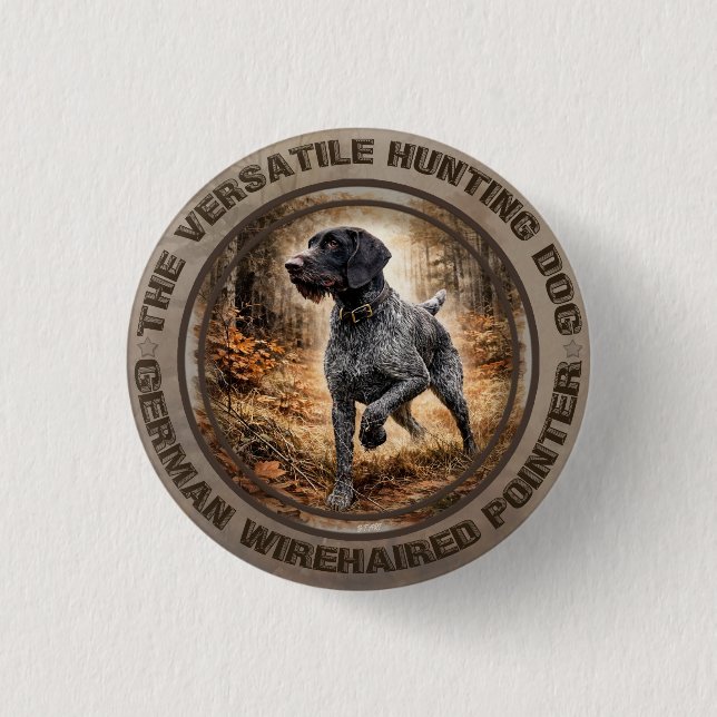 German Wirehaired Pointer 1 Inch Round Button (Front)