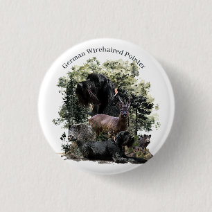 German Wirehaired Pointer 1 Inch Round Button