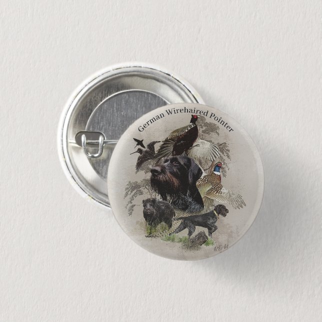 German Wirehaired Pointer 1 Inch Round Button (Front & Back)