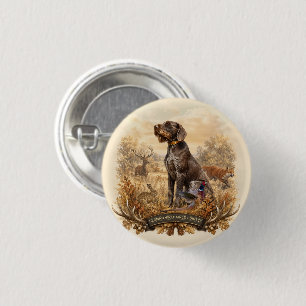 German Wirehaired Pointer 1 Inch Round Button