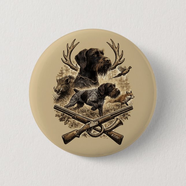 German Wirehaired Pointer 2 Inch Round Button (Front)