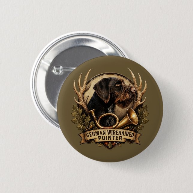 German Wirehaired Pointer 2 Inch Round Button (Front & Back)