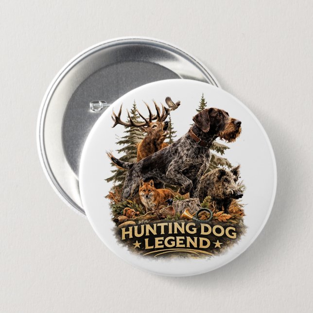 German Wirehaired Pointer 3 Inch Round Button (Front & Back)