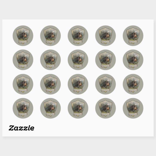 German Wirehaired Pointer, Boar Hunting   Classic Round Sticker (Sheet)