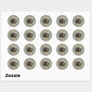 German Wirehaired Pointer, Boar Hunting Classic Round Sticker