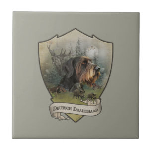 German Wirehaired Pointer, Boar Hunting   Tile