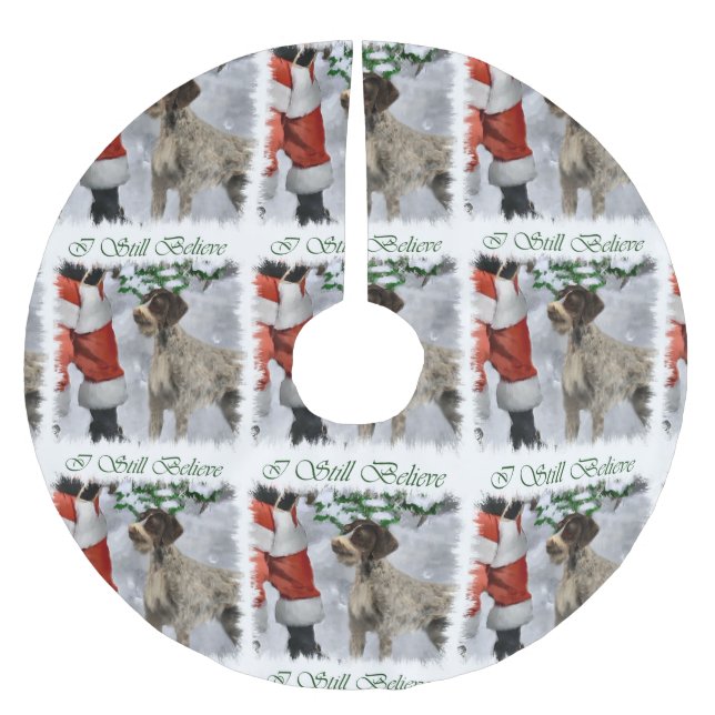 German Wirehaired Pointer Christmas Brushed Polyester Tree Skirt (Front)