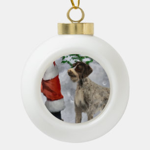 German Wirehaired Pointer Christmas Ceramic Ball Christmas Ornament