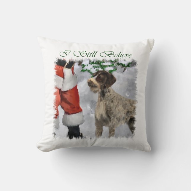 German Wirehaired Pointer Christmas Throw Pillow (Front)