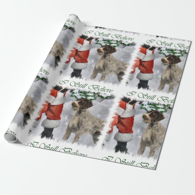 German Wirehaired Pointer Christmas Wrapping Paper (Unrolled)