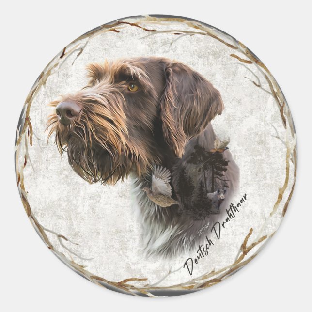 German Wirehaired Pointer       Classic Round Sticker (Front)