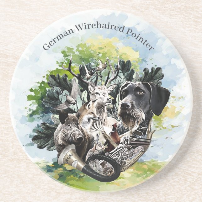 German Wirehaired Pointer Coaster (Front)