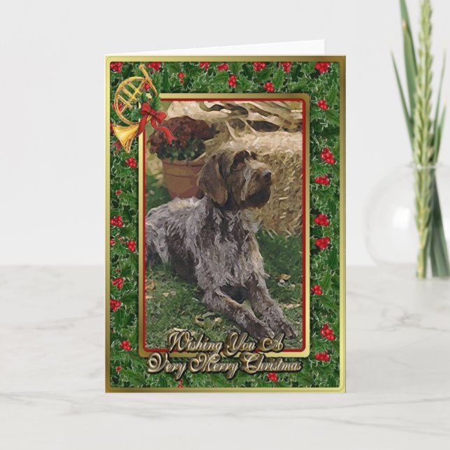 German Wirehaired Pointer Dog Blank Christmas Card (Front)